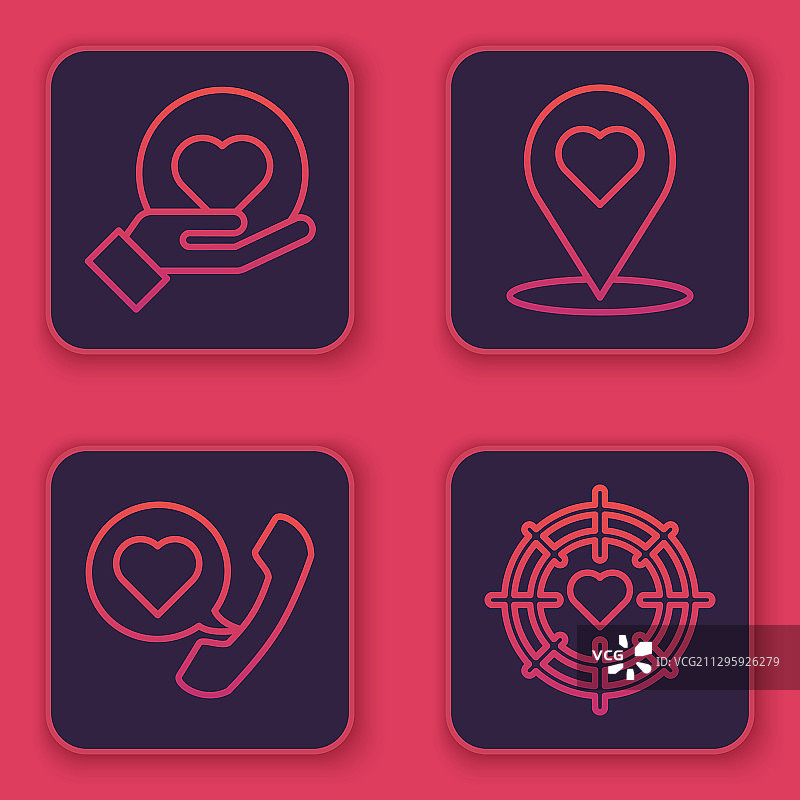 手上的心形线条，带心形的电话图片素材