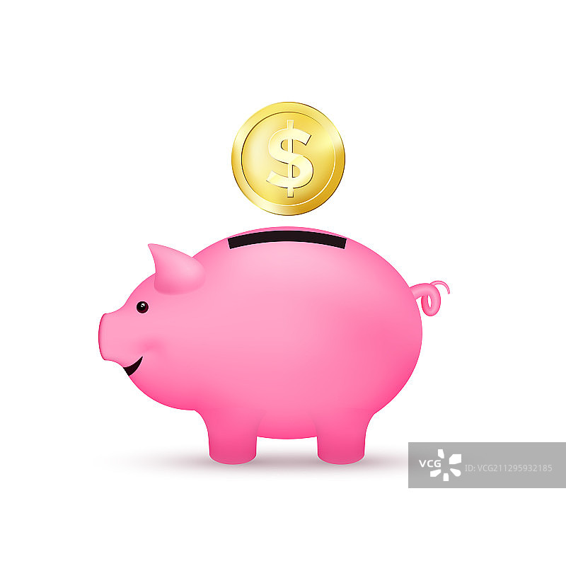 粉色小猪储蓄罐存钱概念图片素材