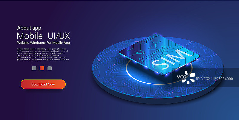 手机SIM卡技术与网络概念设计图片素材