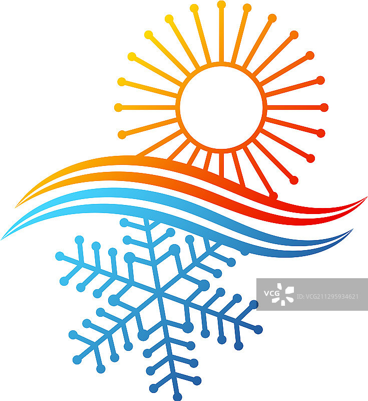 带太阳加热和雪花的空调图片素材