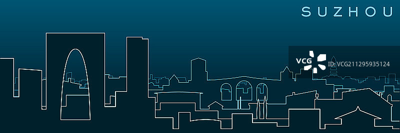 苏州多线条天际线与地标图片素材
