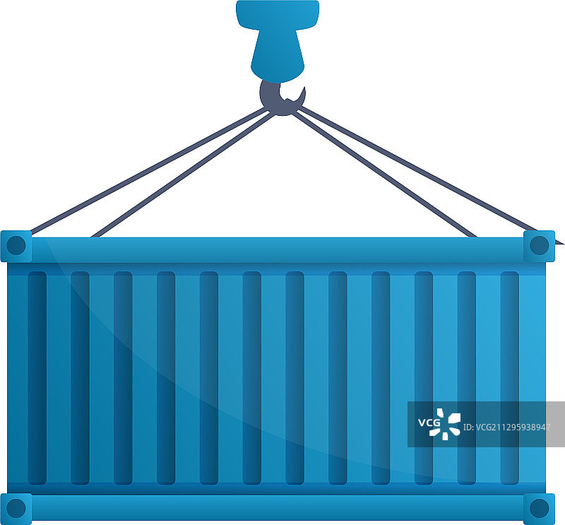 卡通风格的货运集装箱起重机图标图片素材