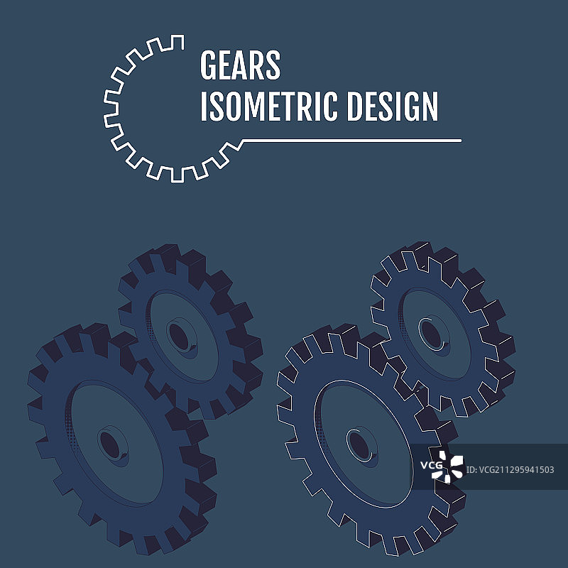 灰色背景上的2.5D齿轮图片素材