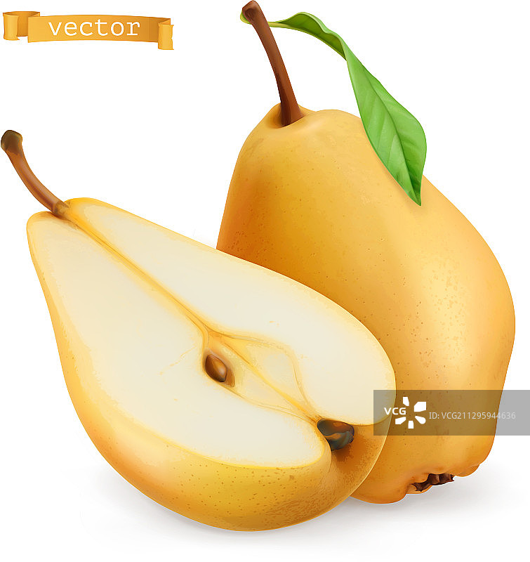 梨甜美水果 3D写实图标图片素材