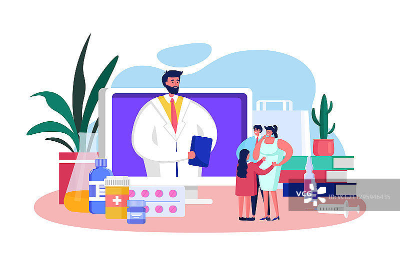 在线家庭医生卡通图片素材