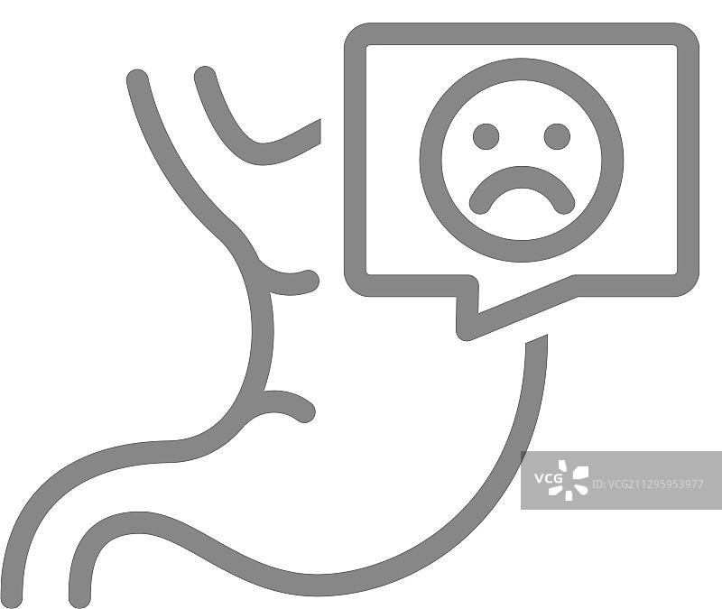 带有悲伤表情的胃部气泡图标图片素材