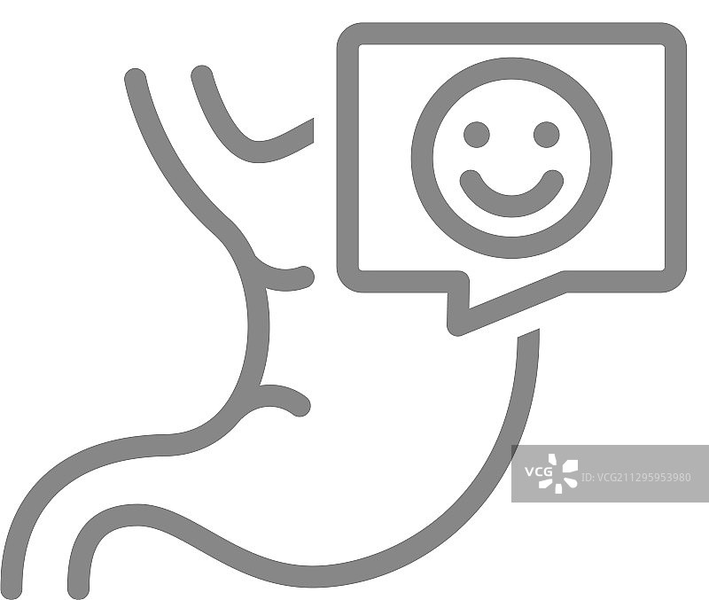 带有快乐面孔的语音气泡线胃部图标图片素材