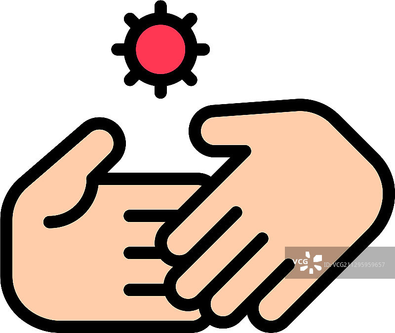 握手和病毒符号填充样式图标图片素材