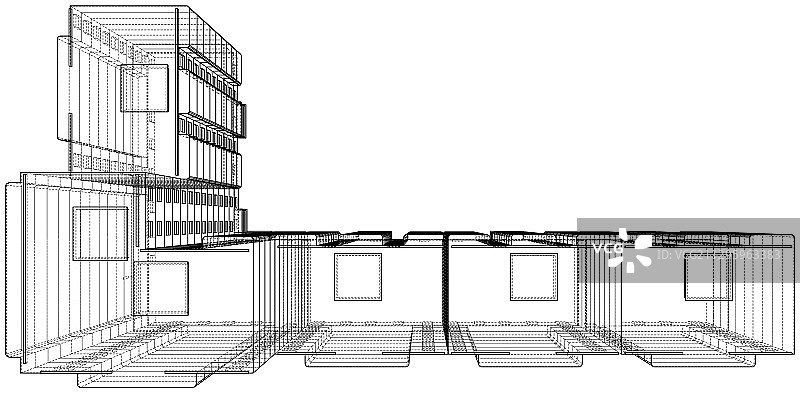多层建筑的线框模型图片素材