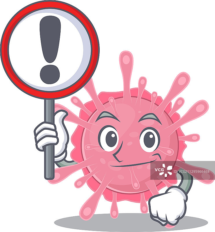 快乐的冠状病毒细菌拿着标牌图片素材