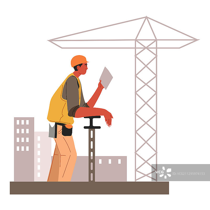 建筑工人或维修工戴安全帽工作图片素材