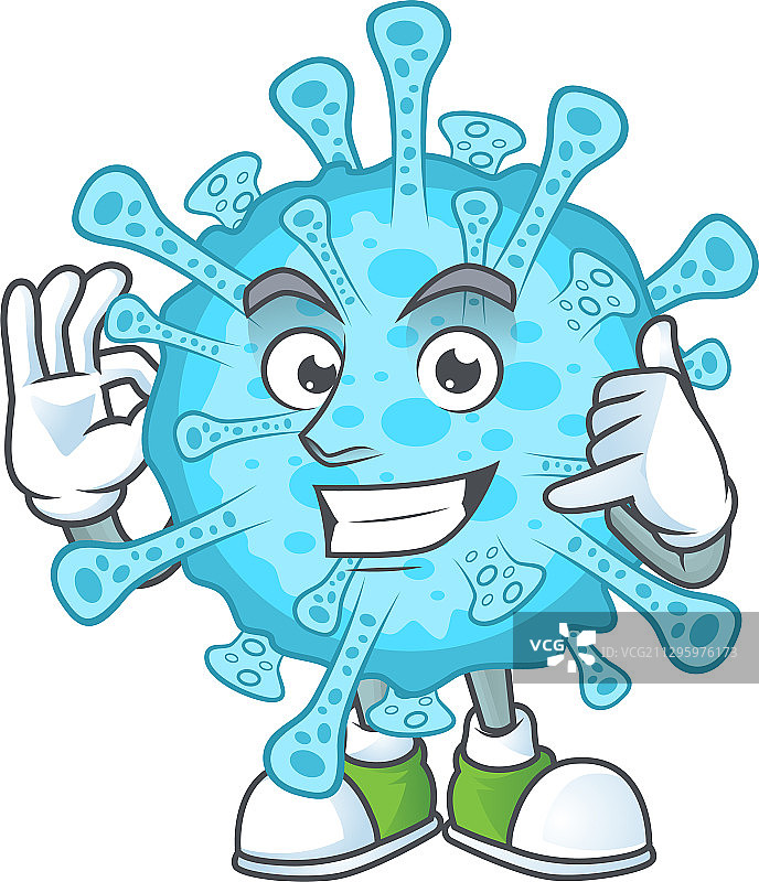 有趣的新冠病毒发烧手势吉祥物图片素材