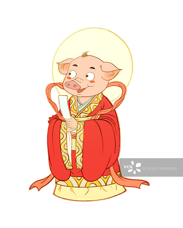 猪年十二生肖儿童插画图片素材