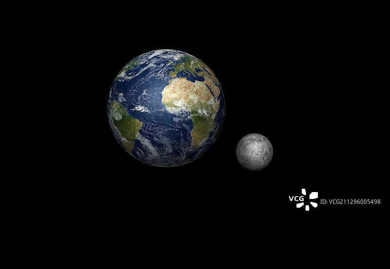 地球与月球的比较插图图片素材