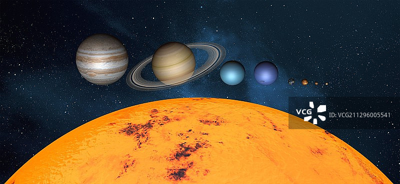 阳光及其行星插画图片素材