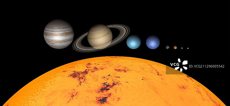 阳光及其行星插画图片素材