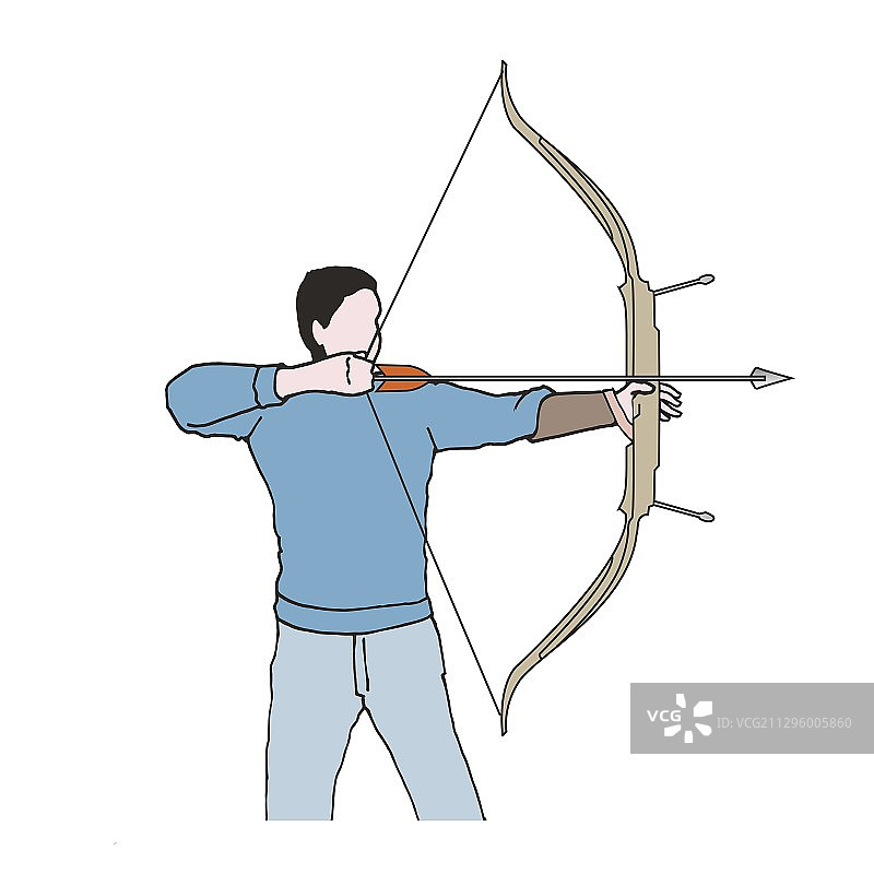 持长弓的弓箭手插图图片素材