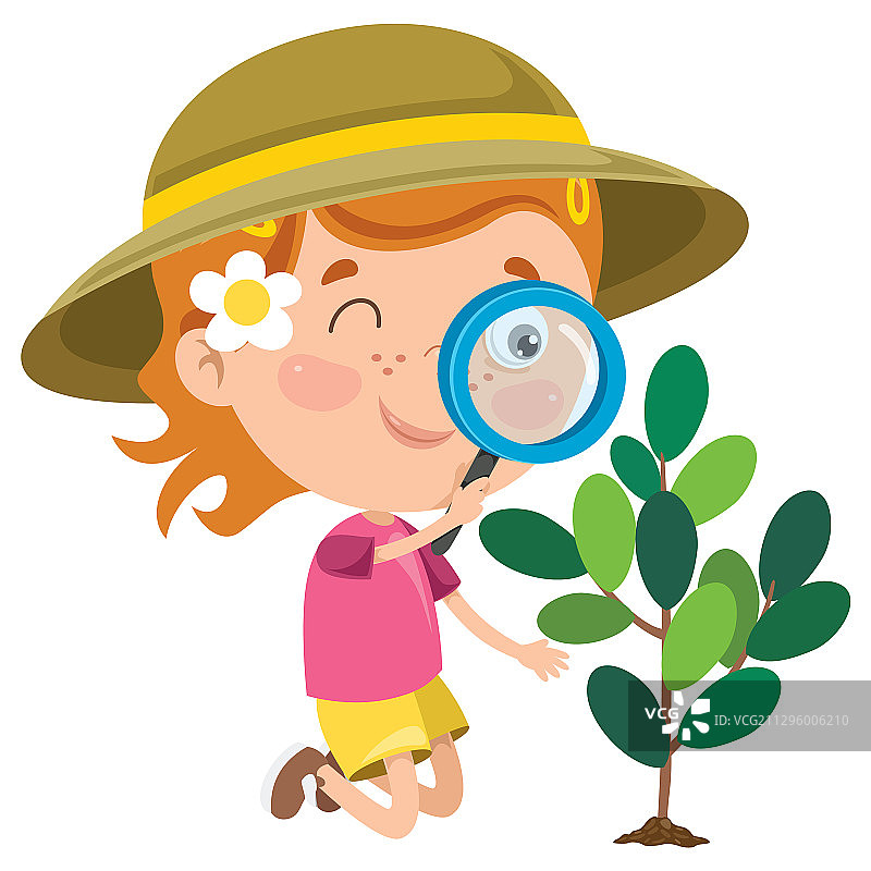 儿童使用放大镜图片素材