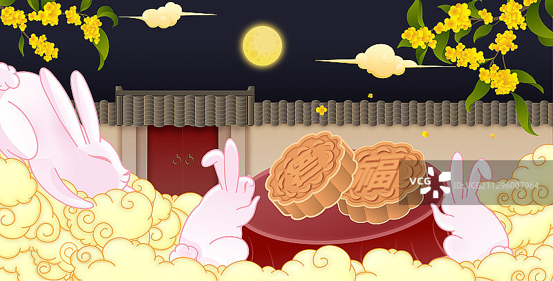中秋节-玉兔-月饼15图片素材