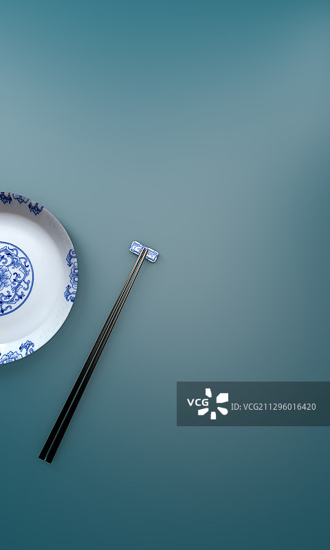 3d渲染的空盘子和筷子,c4d软件制图图片素材