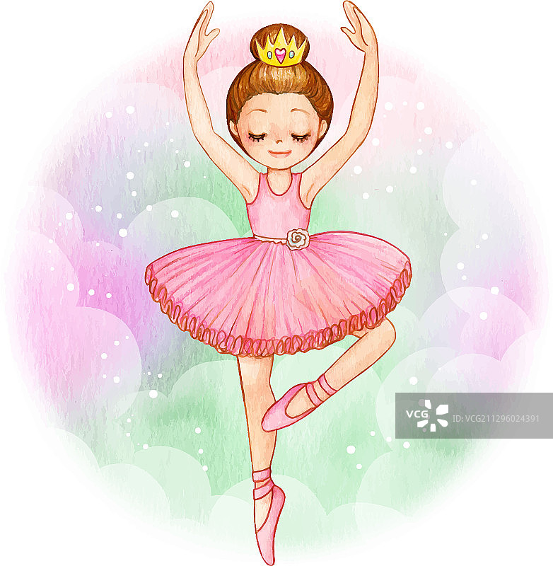水彩公主芭蕾舞演员图片素材