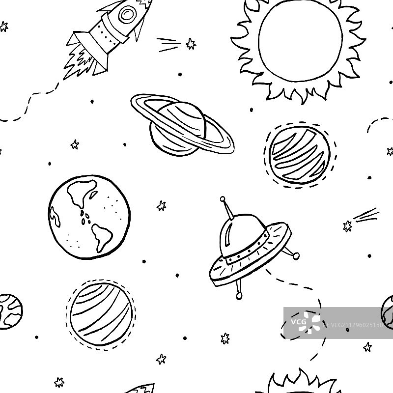 黑白宇宙无缝图案空间图片素材