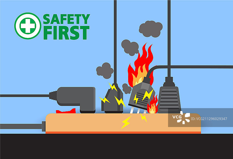 电源插头短路安全第一图片素材