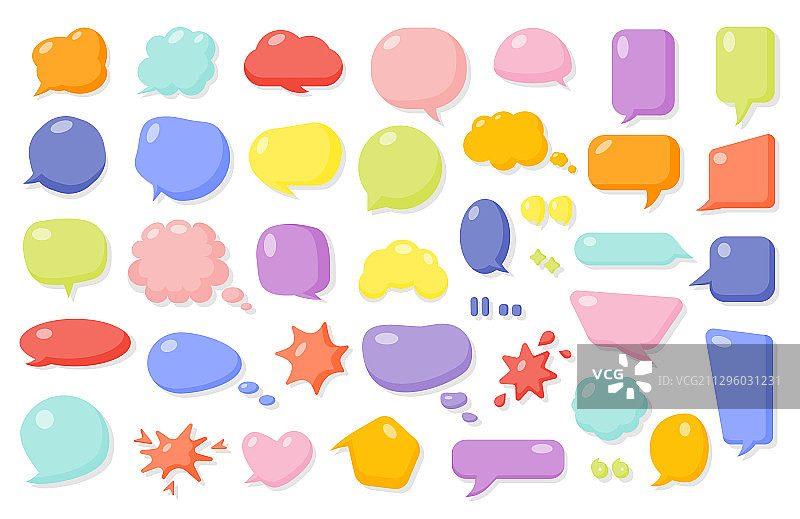 彩色漫画对话气泡卡通套装图片素材