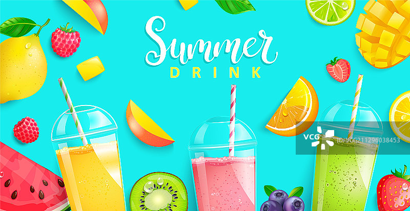 2020夏季热带饮品背景图片素材
