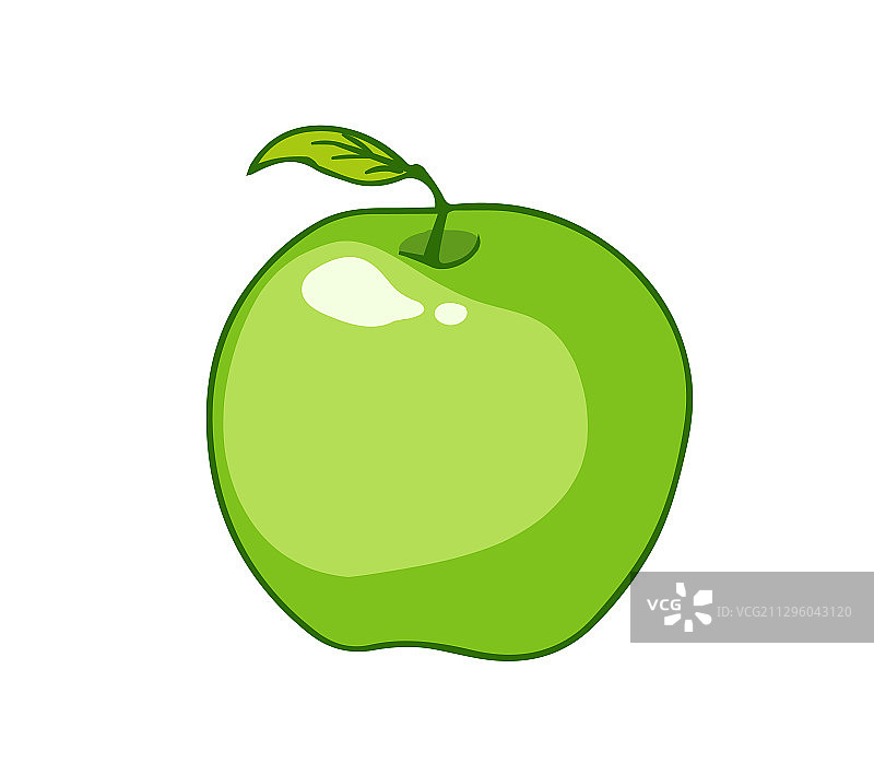 新鲜的绿色苹果卡通图标图片素材