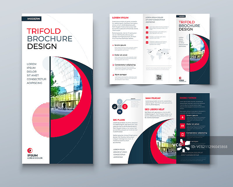 带圆形企业元素的三折页宣传册设计图片素材