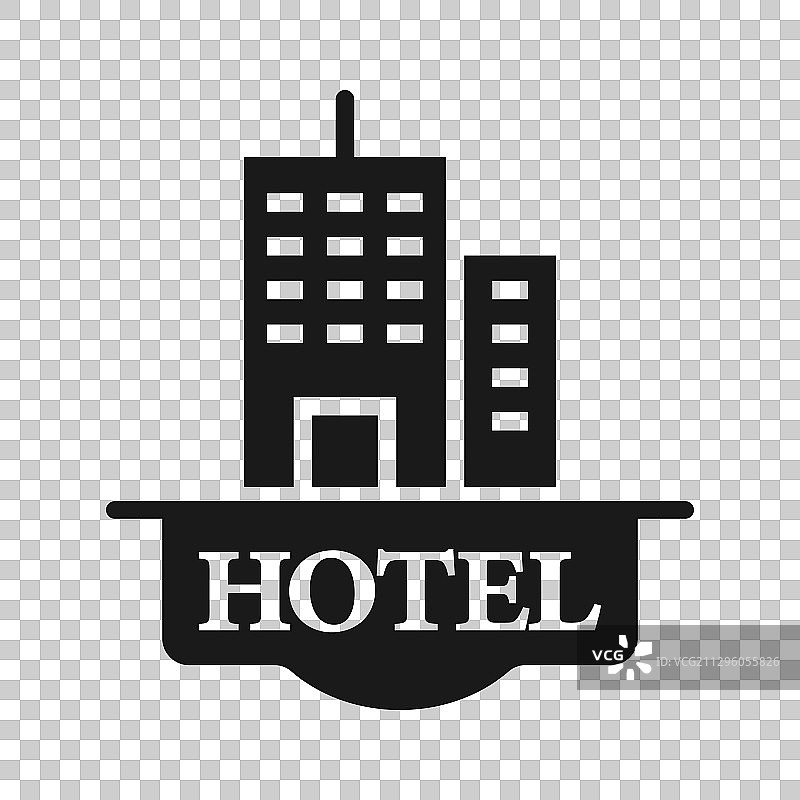 扁平风格酒店标志图标：旅馆建筑图片素材