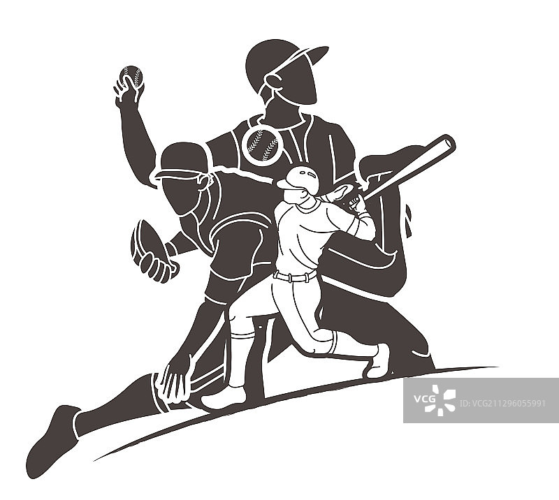 棒球运动员卡通运动图片素材