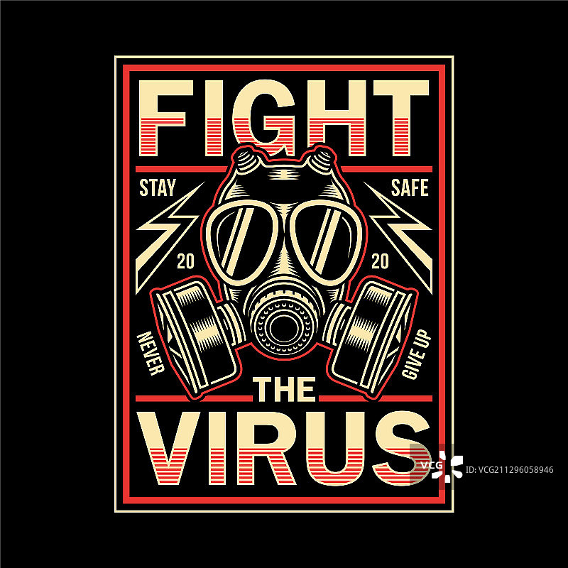 复古冠状病毒图案T恤图片素材