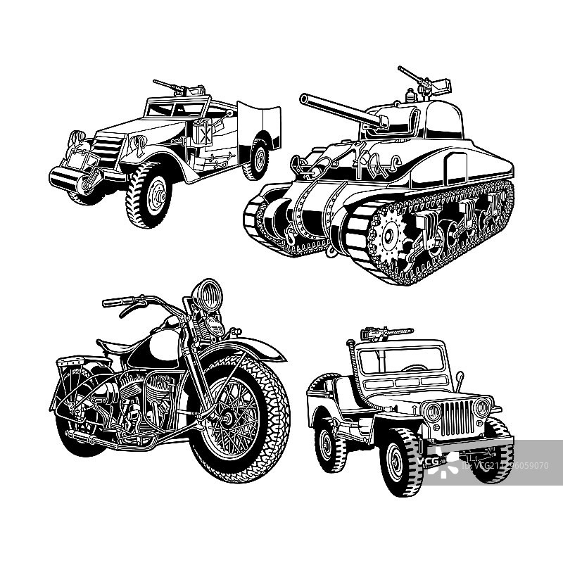二战美国军用车辆图片素材
