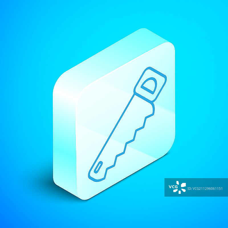 2.5D线条手锯蓝色背景图标图片素材