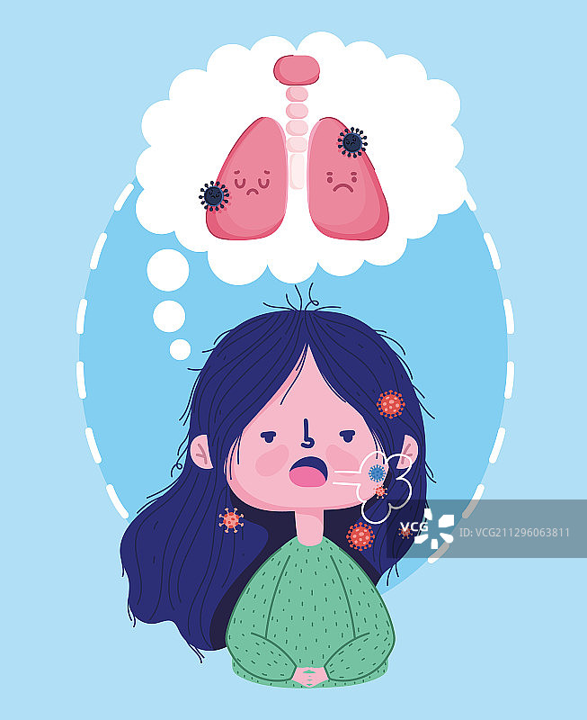 新冠肺炎疫情中的小女孩图片素材