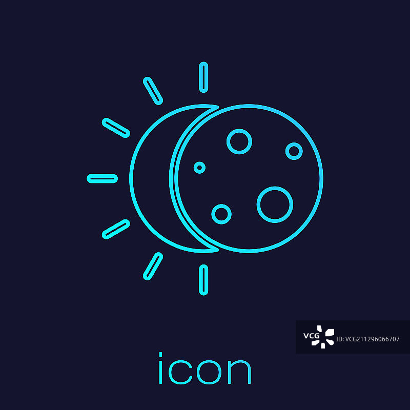 绿松石色太阳日食线条图标图片素材