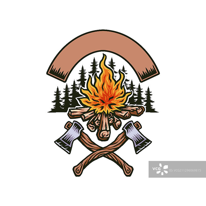 带有两把斧头的篝火图片素材