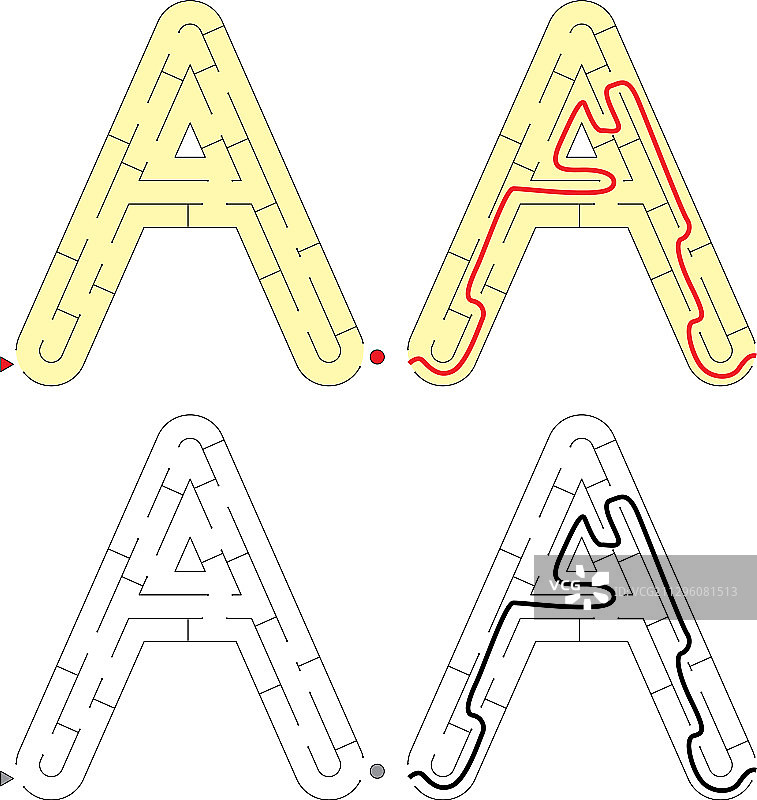简单的字母迷宫 - 字母A图片素材