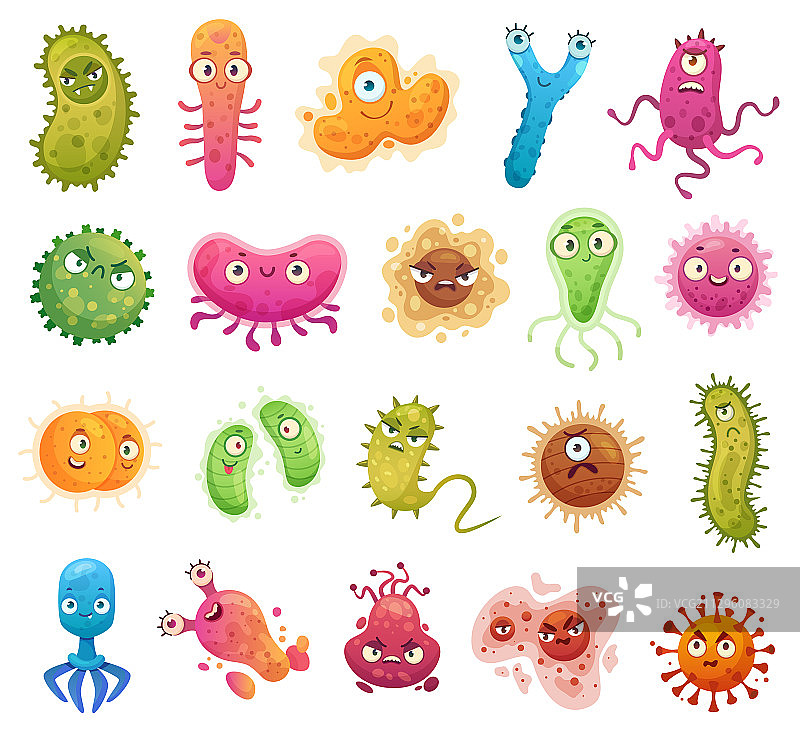卡通细菌吉祥物病毒角色图片素材
