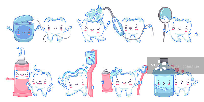 卡通牙齿清洁护理图片素材
