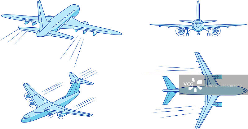 各种蓝色客机图片素材