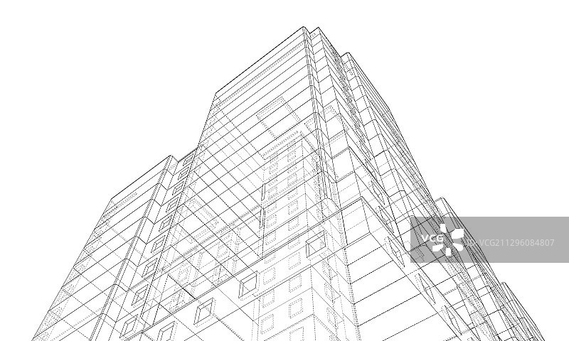 多层建筑的线框模型图片素材
