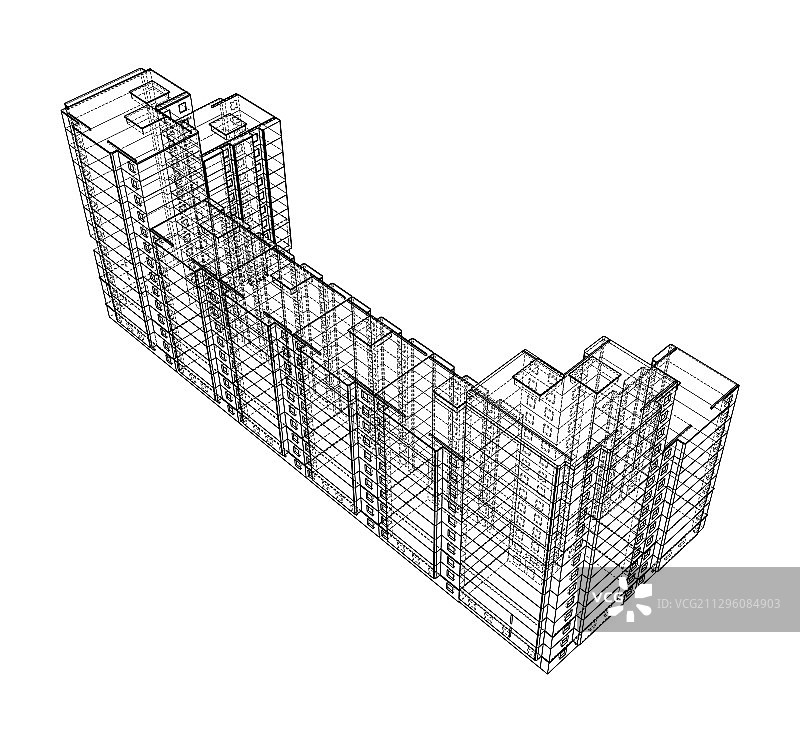 多层建筑的线框模型图片素材