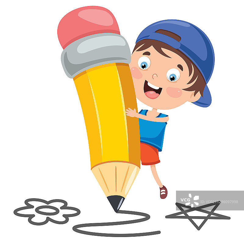 学生玩铅笔图片素材