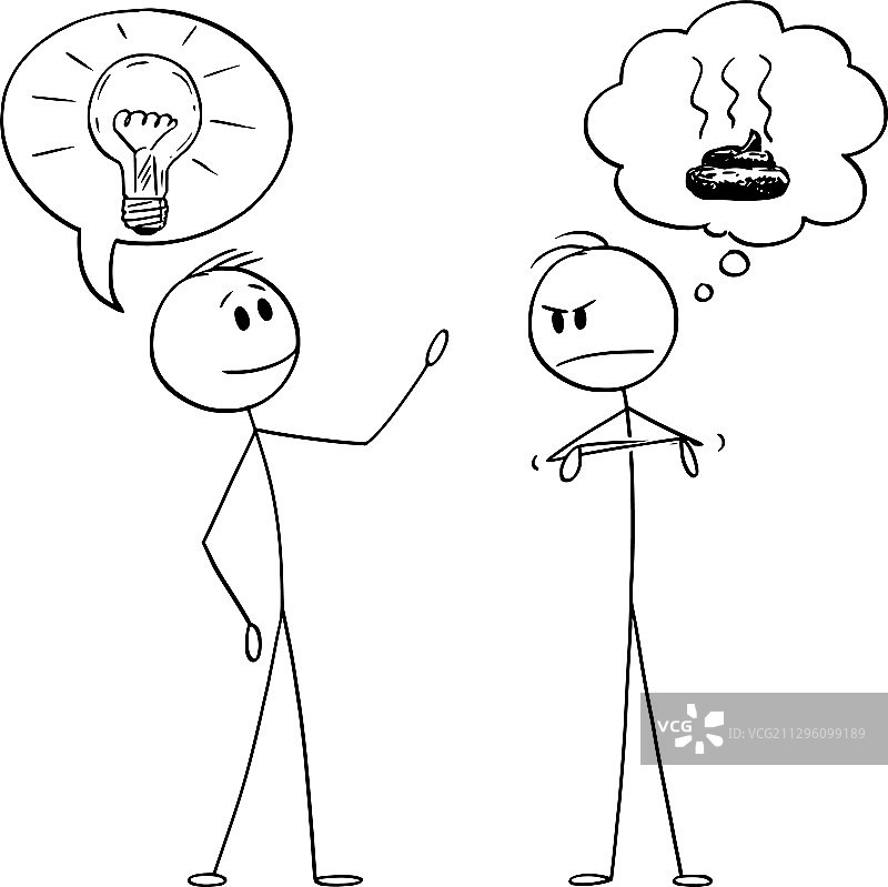 卡通男人或商人，其中一个有想法图片素材