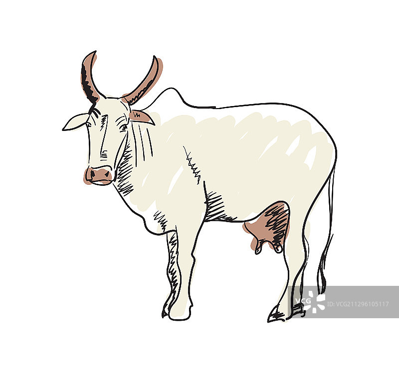 手绘印度神牛图标图片素材