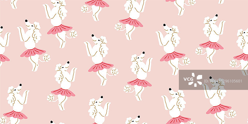 穿着芭蕾舞裙的贵宾犬图案图片素材