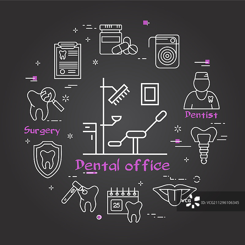 黑色线性圆形banner - 牙科诊所图片素材